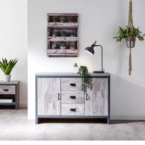 BOSTON 2 DOOR 3 DRAWER SIDEBOARD GREY loft studio apartment furniture