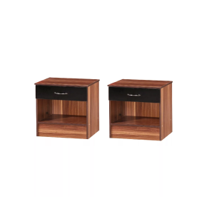 2x Black Gloss and French Walnut Bedside Chest Cabinets Gloss drawer fronts