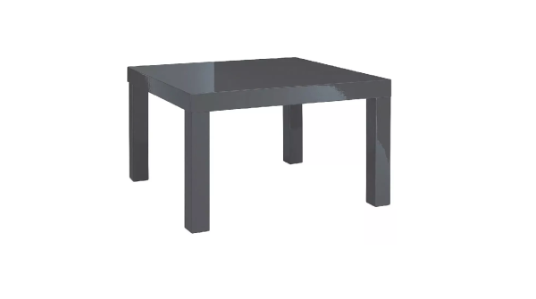 Puro High Gloss Charcoal End Lamp Side Table 45cm x 60cm x 60 cm Large