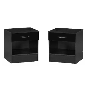 2x Black Gloss Bedside Chest Cabinets Gloss drawer fronts BLACK frame