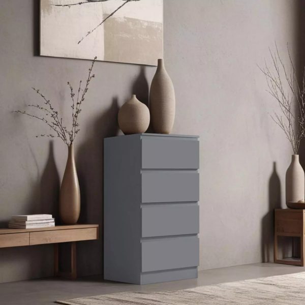 4 Drawer Chest Of Drawers Dark Grey Matt Bedside Scratch Resistant - Image 7