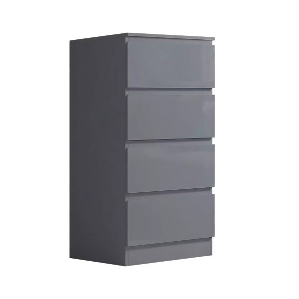4 Drawer Chest Of Drawers Grey High Gloss Bedside Scratch Resistant - Image 5