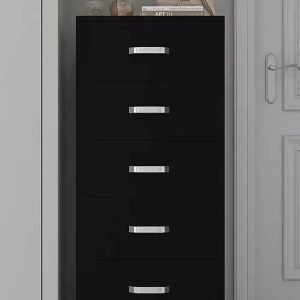 5 Drawer Chest of Drawers Matt Black Bedroom Furniture metal drawer runners