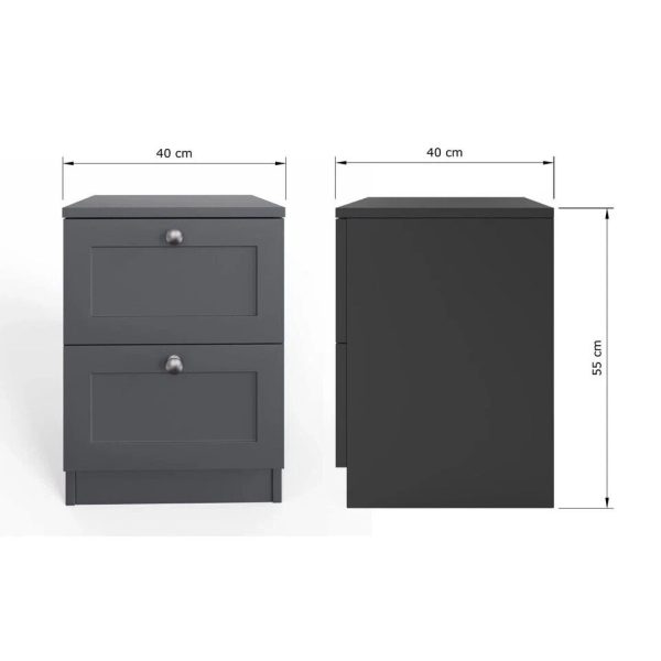 Artus 2 Drawer Bedside Modern Bedroom Furniture Shaker Style Matt Grey - Image 4
