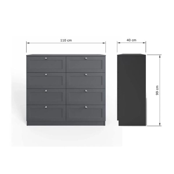 Artus 8 Drawer Chest of Drawers Shaker Style Matt Grey - Image 6