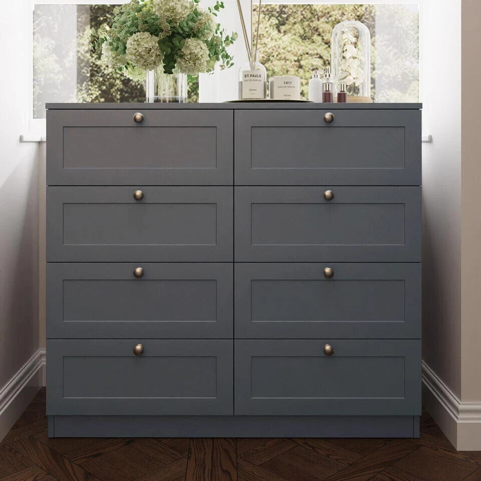 Artus 8 Drawer Chest of Drawers Shaker Style Matt Grey