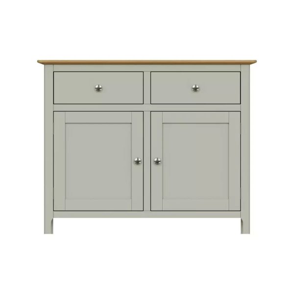 Assembled - 2 Doors 2 Drawers Sideboard Sage Green Oak Veneer Storage Cupboard - Image 5