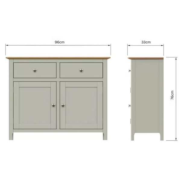 Assembled - 2 Doors 2 Drawers Sideboard Sage Green Oak Veneer Storage Cupboard - Image 6