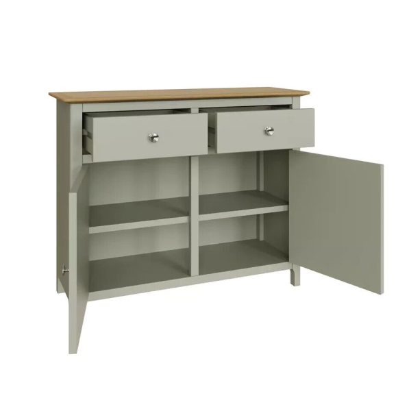 Assembled - 2 Doors 2 Drawers Sideboard Sage Green Oak Veneer Storage Cupboard - Image 8