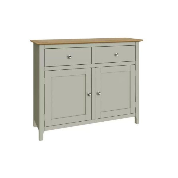 Assembled - 2 Doors 2 Drawers Sideboard Sage Green Oak Veneer Storage Cupboard - Image 9