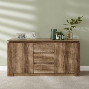 Canyon 2 Door 3 Drawer Sideboard Oak Veneer 3D finish for an individual look