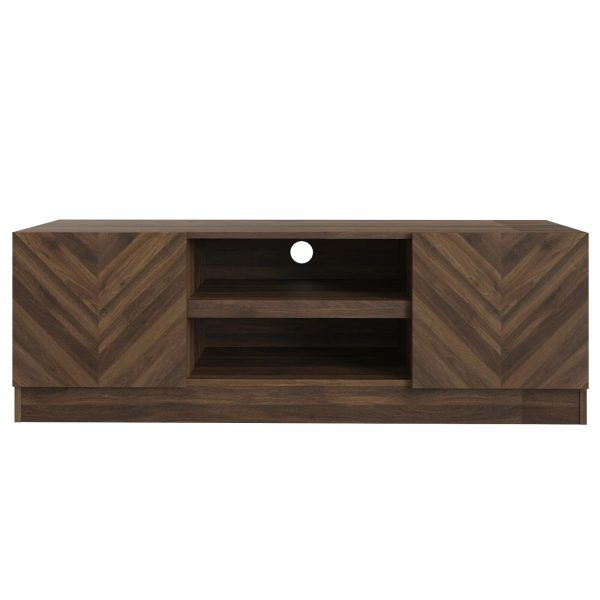 Catania TV Unit Royal Walnut Herringbone inspired wood-grain finish - Image 4