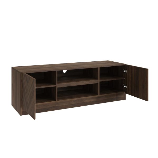 Catania TV Unit Royal Walnut Herringbone inspired wood-grain finish - Image 6