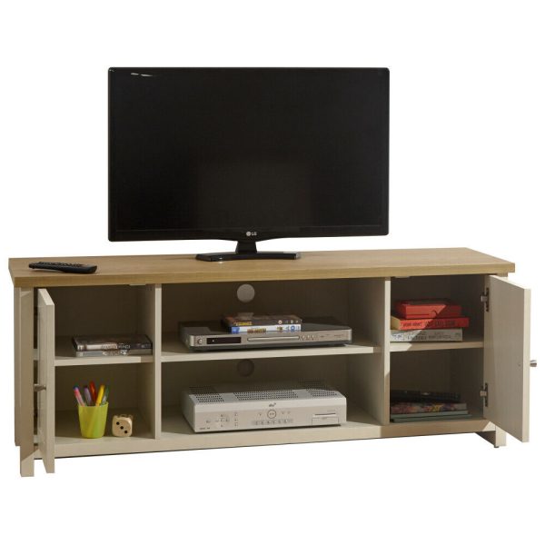 Cream and Oak 2 Door 2 Shelf Large TV Media Unit Lancaster Range Graded Return - Image 3