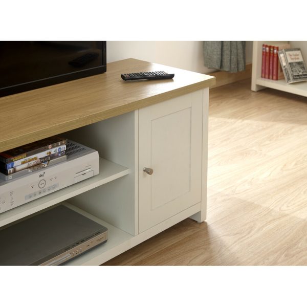 Cream and Oak 2 Door 2 Shelf Large TV Media Unit Lancaster Range Graded Return - Image 4