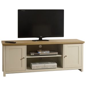 Cream and Oak 2 Door 2 Shelf Large TV Media Unit Lancaster Range Graded Return