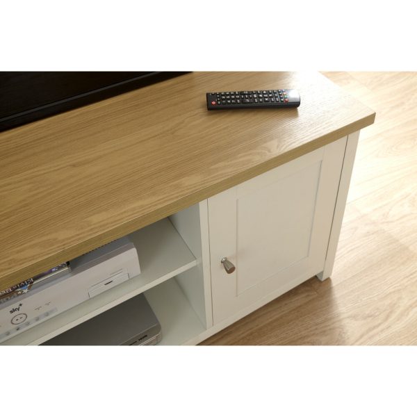 Cream and Oak 2 Door 2 Shelf Large TV Media Unit Lancaster Range Graded Return - Image 5