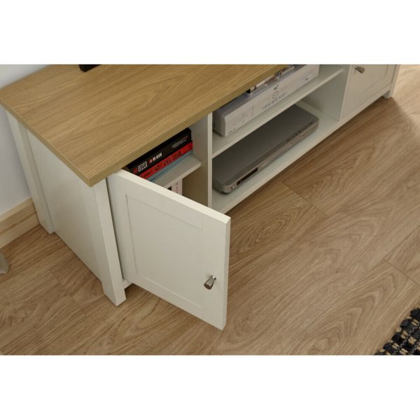 Cream and Oak 2 Door 2 Shelf Large TV Media Unit Lancaster Range Graded Return - Image 6