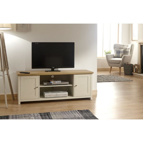 Cream and Oak 2 Door 2 Shelf Large TV Media Unit Lancaster Range Graded Return - Image 7