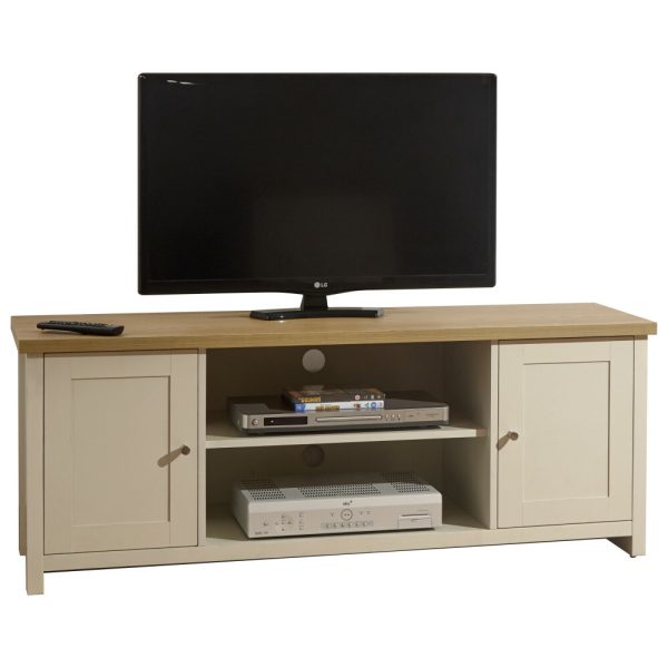 Cream and Oak 2 Door 2 Shelf Large TV Media Unit Lancaster Range Graded Return