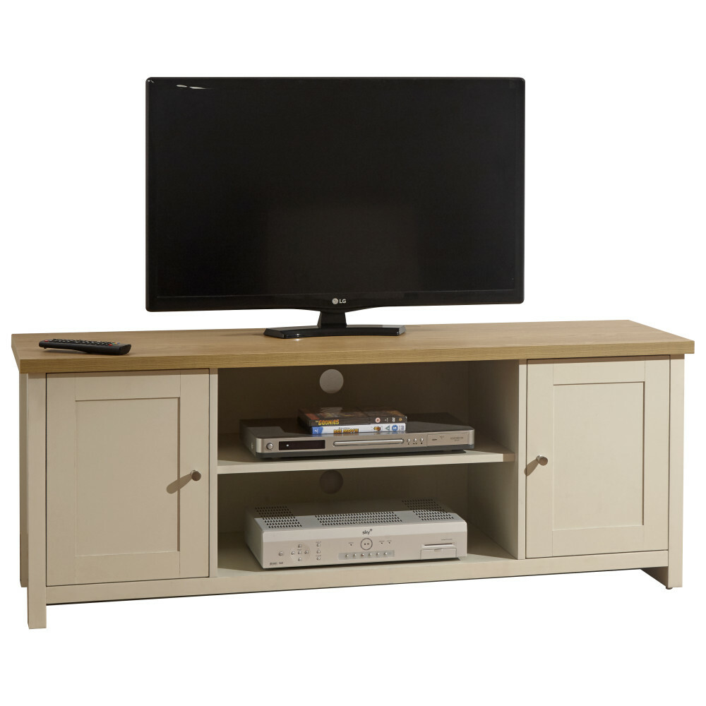 Cream and Oak 2 Door 2 Shelf Large TV Media Unit Lancaster Range Graded Return