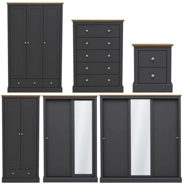 DEVON BEDROOM WARDROBE CHARCOAL FURNITURE - Image 3