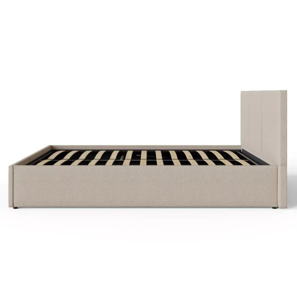 End Lift Ottoman Gas Lift Storage Bed 135CM 4ft 6 Double Fabric Natural - Image 5