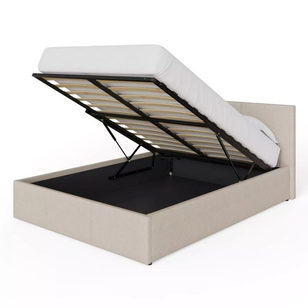 End Lift Ottoman Gas Lift Storage Bed 135CM 4ft 6 Double Fabric Natural - Image 6