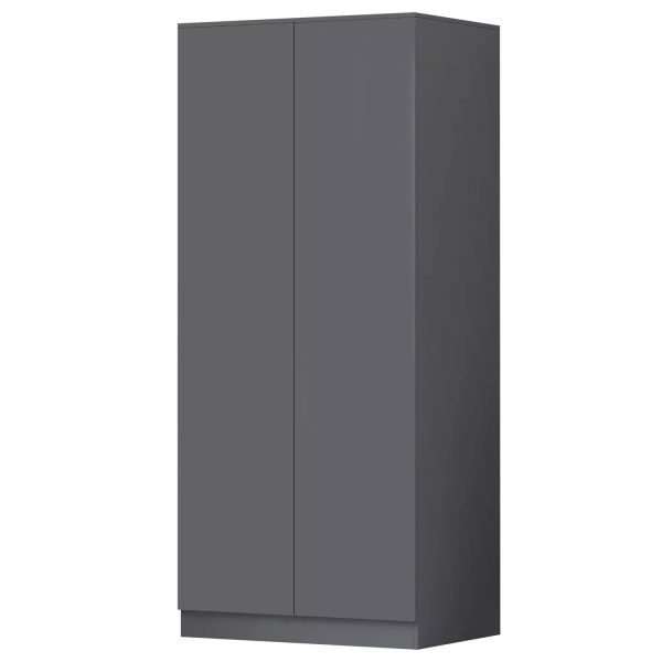 FWStyle Push Open 2 Door Double Wardrobe Soft Close Scratch Resistant Dark Grey - Image 6