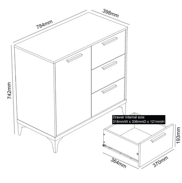 GFW Sideboard, Dusty Grey Oak, One Size - Image 10