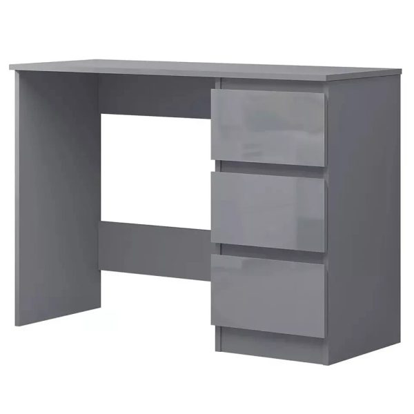 Grey Gloss 3 Drawers with Grey Matt Frame Dressing Table Home Office Desk GRADED - Image 4