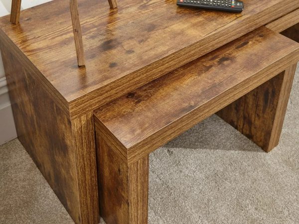 Jakarta Long John coffee table set 1 Large 2 Small Tables Nest minor graded - Image 3