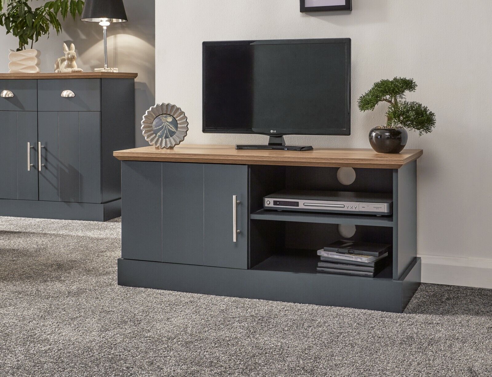 KENDAL COMPACT TV STAND MEDIA UNIT SLATE BLUE