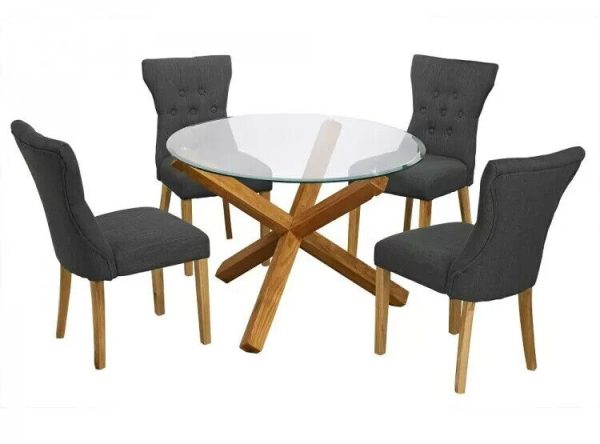Oporto Dining Table Set With 4 Naples Grey Chairs Sale Price