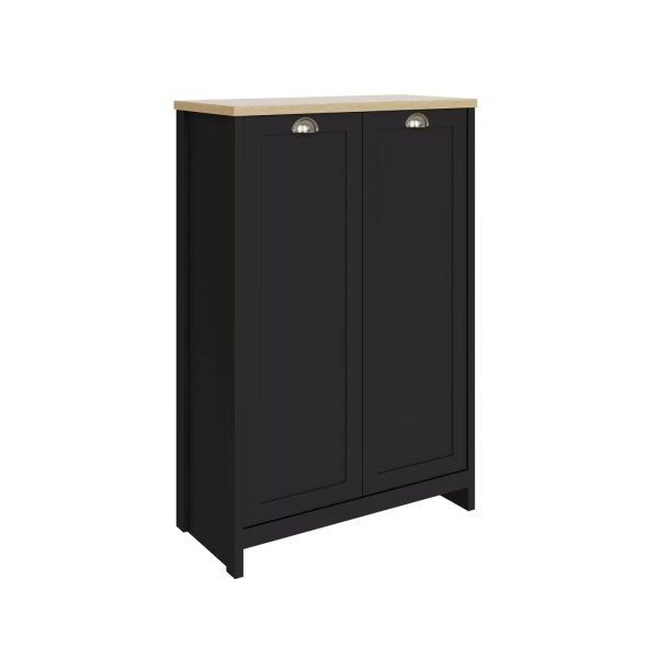 Lancaster 2 Door Shoe Cabinet Storage Display Rack Hallway Black - Image 6