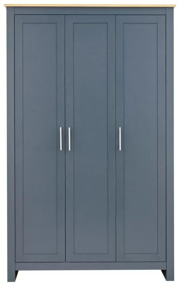 Lancaster Country Style 3 Door Wardrobe Robe Blue Grey "customer return" - Image 5