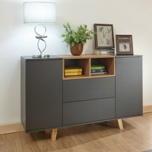 MODENA SIDEBOARD CONSOLE GREY MODERN SLEEK PUSH TO OPEN