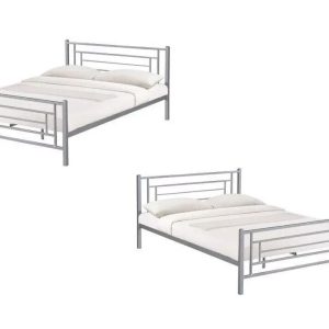 Moderno 5ft King Size metal bed curved wood slats Strong and Study great quality
