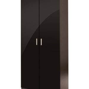 Ottowa Black 2 Door Wardrobe with Hanging Rail black gloss doors ottawa Graded