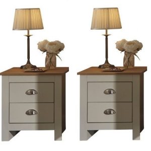 Pair Lancaster 2 drawer bed side drawers Country style bedroom furniture - Cream
