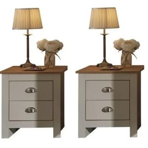 Pair Lancaster 2 drawer bed side drawers Country style bedroom furniture - Cream