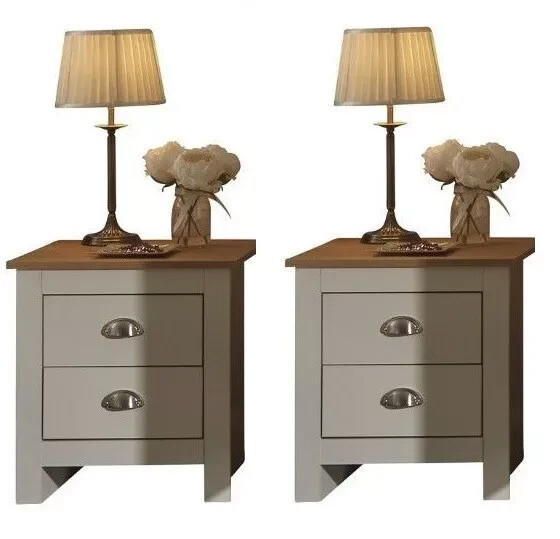 Pair Lancaster 2 drawer bed side drawers Country style bedroom furniture - Cream