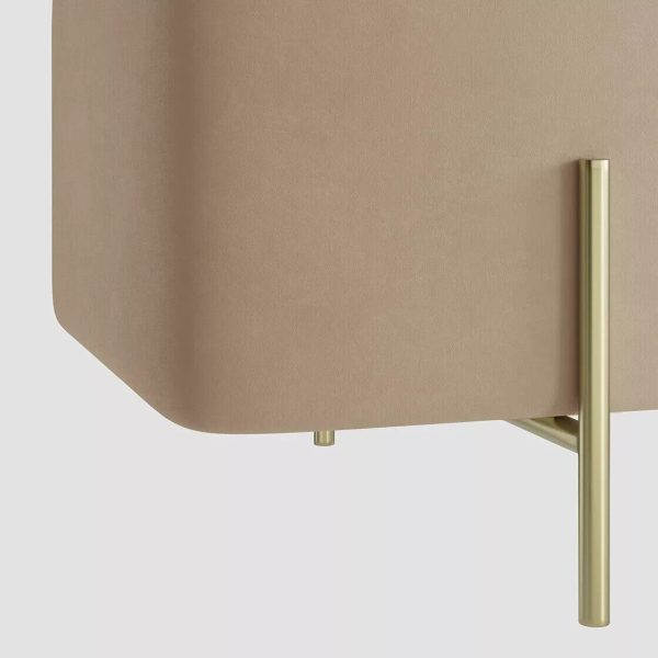 STORAGE OTTOMAN/BLANKET BOX BEIGE VELVET LOLA BRUSHED GOLD LEGS BRAND NEW - Image 3