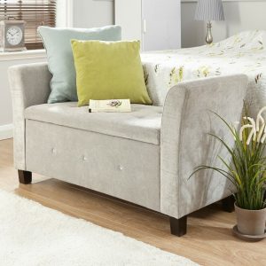 Verona Window Seat Luxurious soft Silver Chenille with Dazzling Diamantes