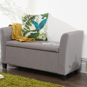Verona Window Seat Stylish Textured Grey Hopsack Fabric Storage Ottoman