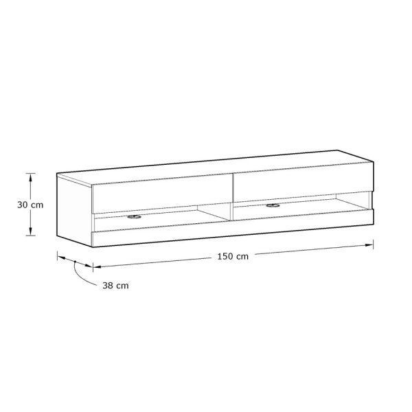 Wall Mount TV Stand 150cm Float LED Lights Storage Leon Anthracite/Oak - Image 7