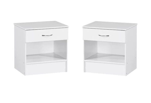 2x White Gloss Bedside Chest Cabinets Gloss drawer fronts white frame - Image 3