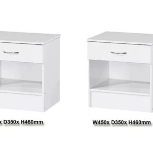 2x White Gloss Bedside Chest Cabinets Gloss drawer fronts white frame