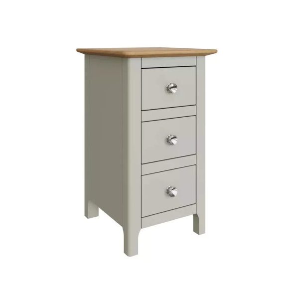 Assembled - Sage Green Solid Oak 3 Drawer Slim Bedside Table Painted Finish - Image 4