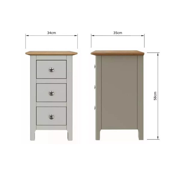 Assembled - Sage Green Solid Oak 3 Drawer Slim Bedside Table Painted Finish - Image 6